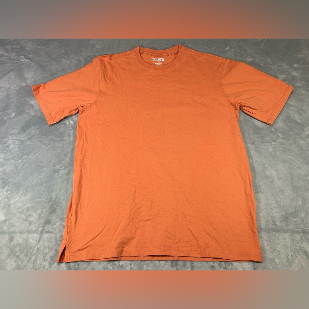 Duluth Mens Large Longtail T Orange Short Sleeve Shirt 100% Cotton